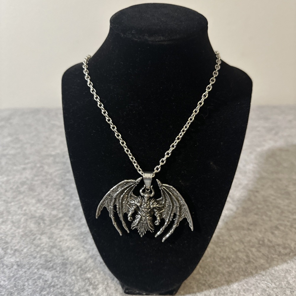 Pendant Devil Demon Metal Necklace Unisex Fashion Jewelry Chain Gift Gothic